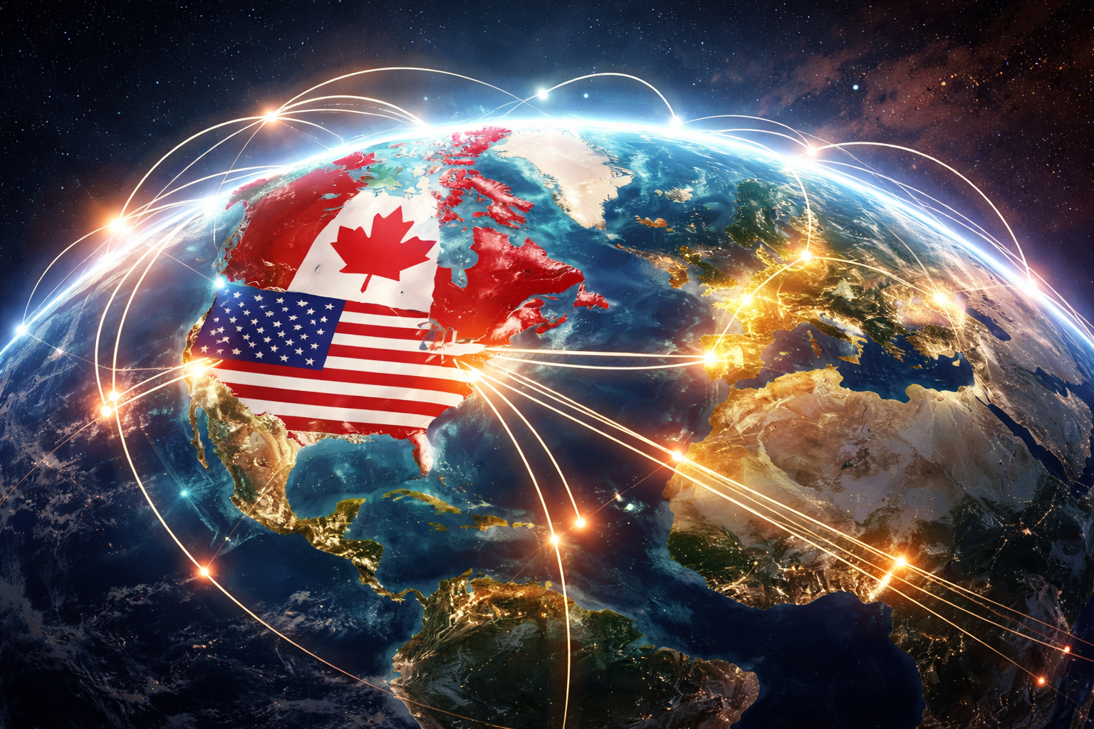 Canada and US connected to the world